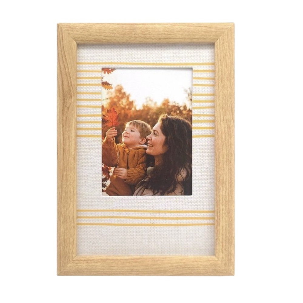 NEW Target Elsa L Wood Finish Picture Frame w/Yellow Striped Mat: 3x4 or 4x6
